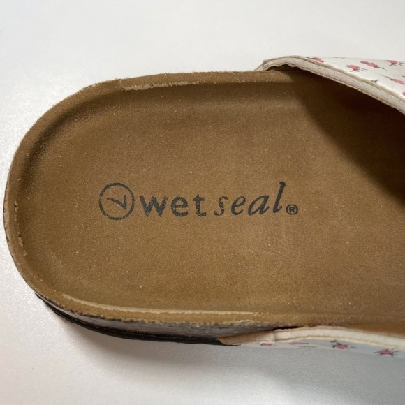 Wet Seal Adjustable Buckle Cork Bed Sandals Pink Roses sz 7 BOHO Beach Summer - Picture 6 of 11